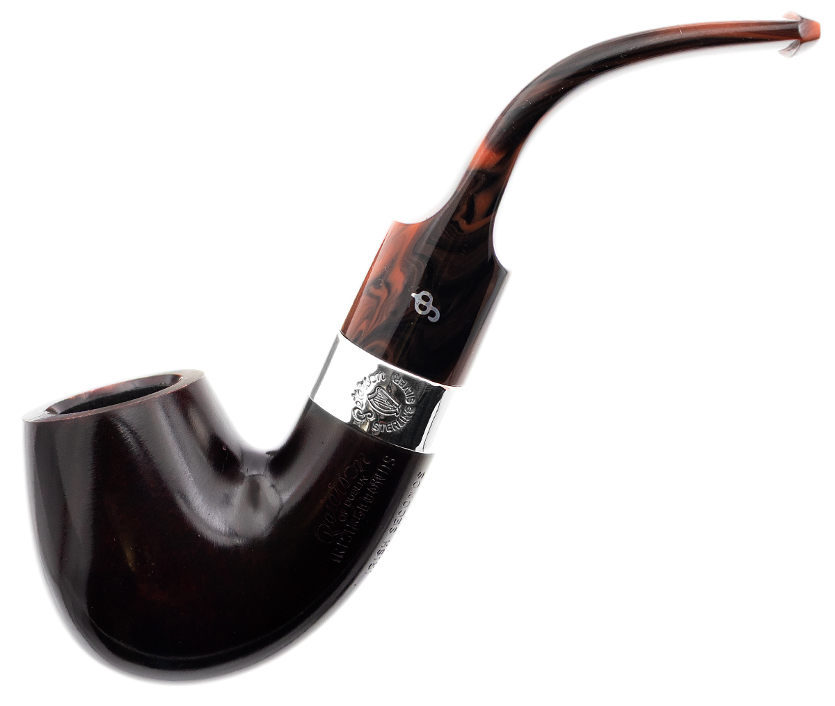 Irish Seconds Smooth Bent Billiard with Silver Band Fishtail (2)