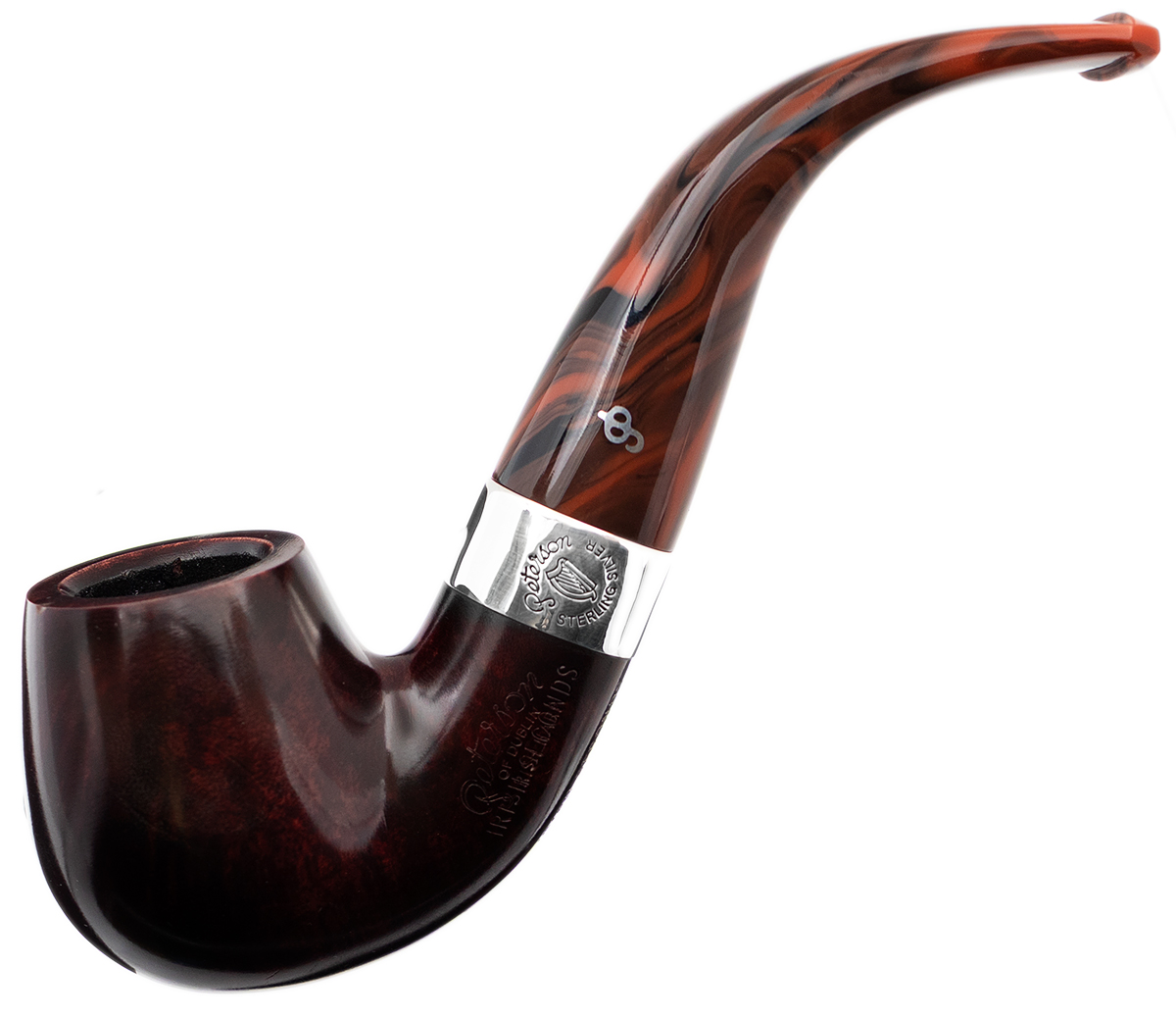 Irish Seconds Smooth Bent Billiard with Silver Band Fishtail (2)