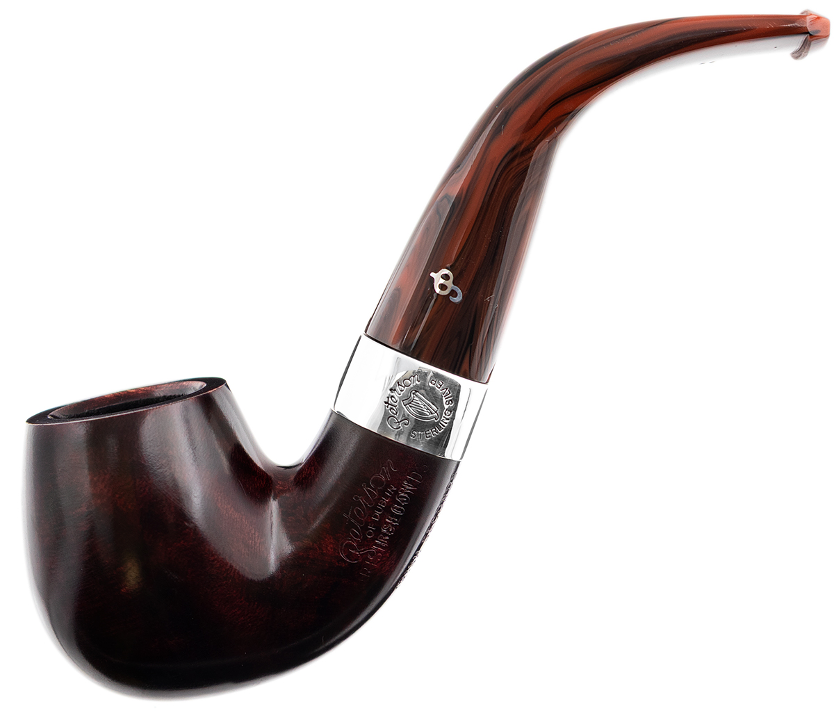 Irish Seconds Smooth Bent Billiard with Silver Band Fishtail (2)
