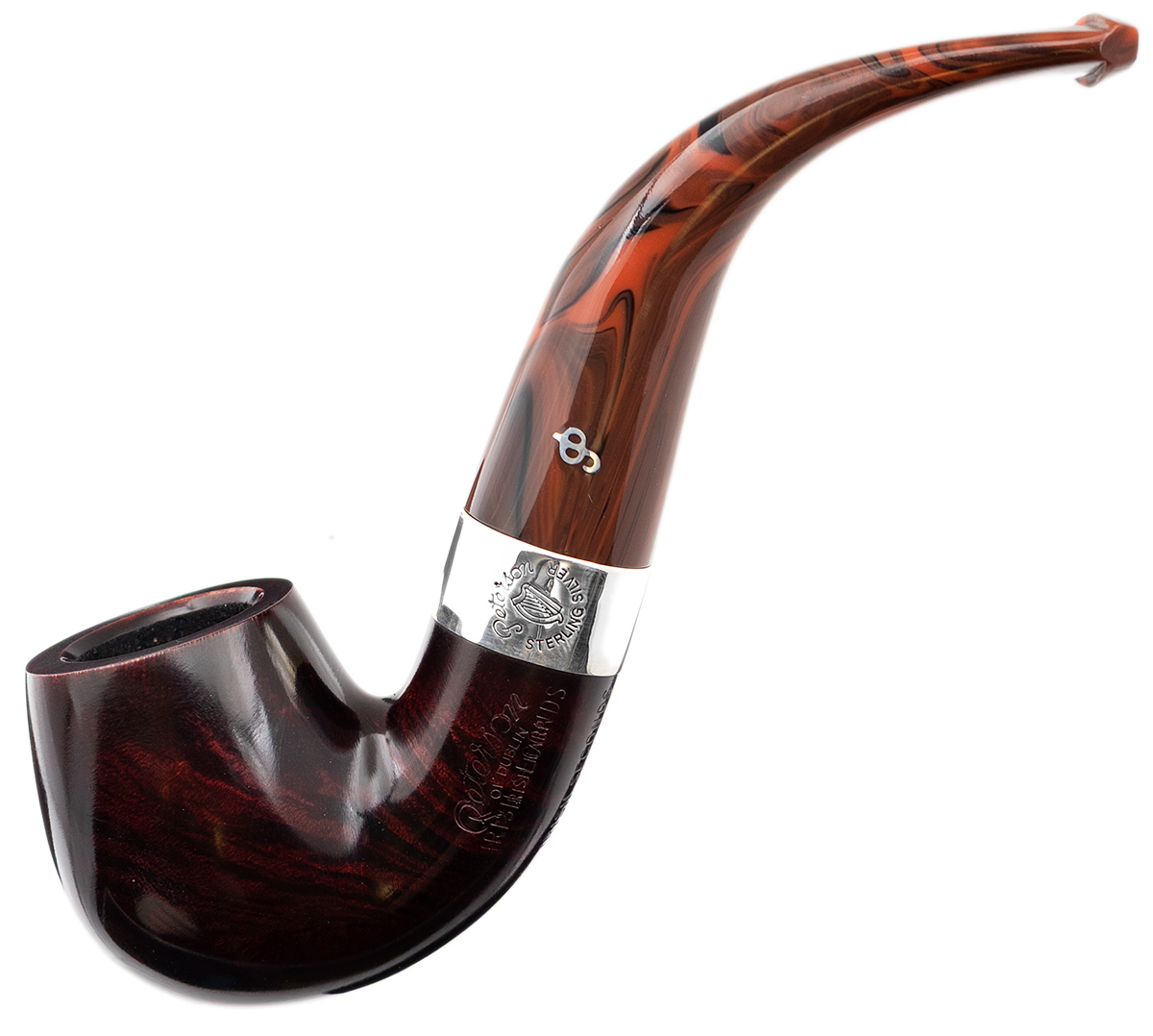 Irish Seconds Smooth Bent Billiard with Silver Band Fishtail (2)