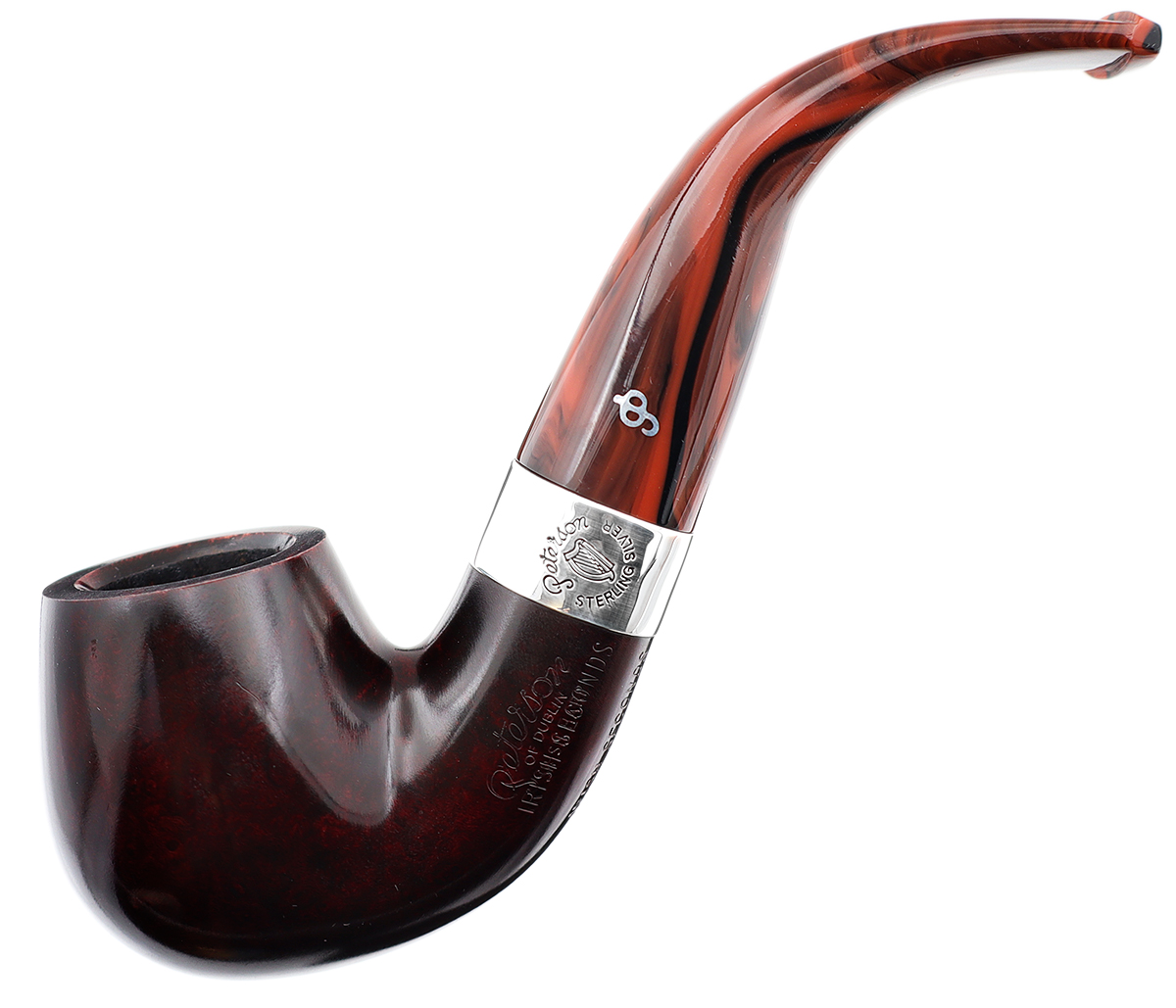 Irish Seconds Smooth Bent Billiard with Silver Band Fishtail (2)