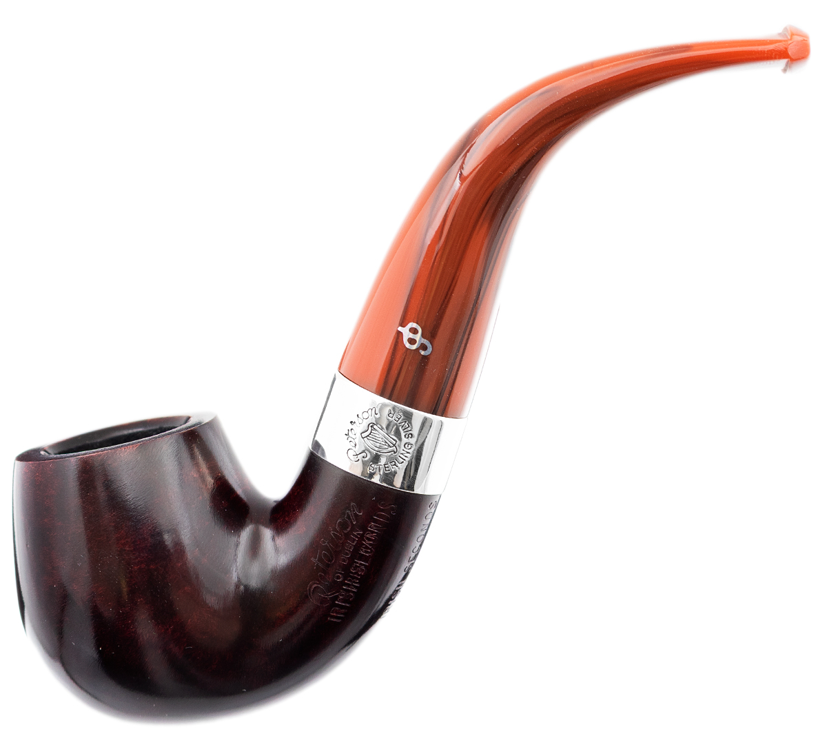 Irish Seconds Smooth Bent Billiard with Silver Band Fishtail (2)