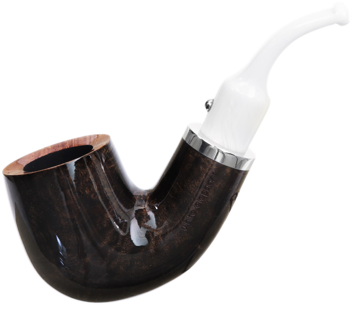 White Elephant Ebony & Ivory Smooth Bent Billiard (9mm)