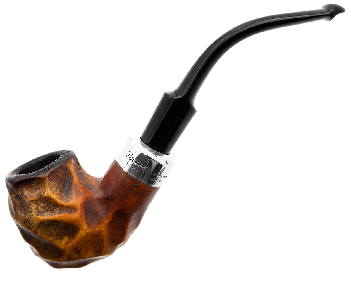 Irish Estates Peterson Meerschaum Rusticated Bent Billiard with Silver (P-Lip) (1973)