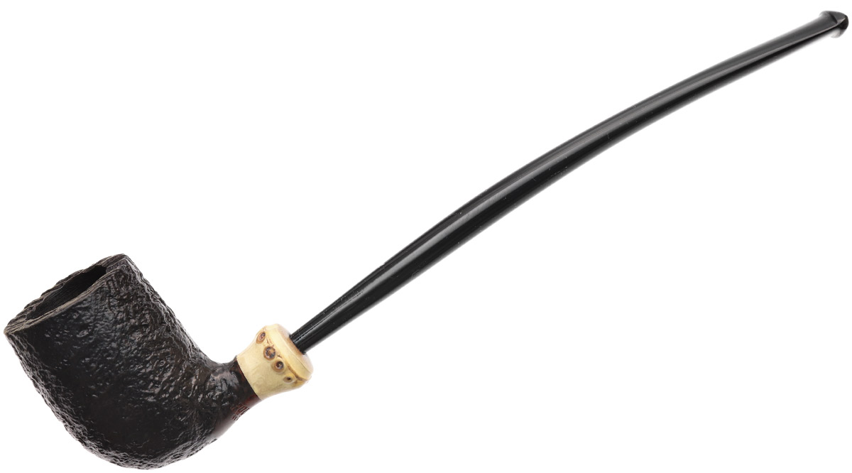 Italian Estates Musico Foundation Sandblasted Bent Billiard Churchwarden with Bamboo