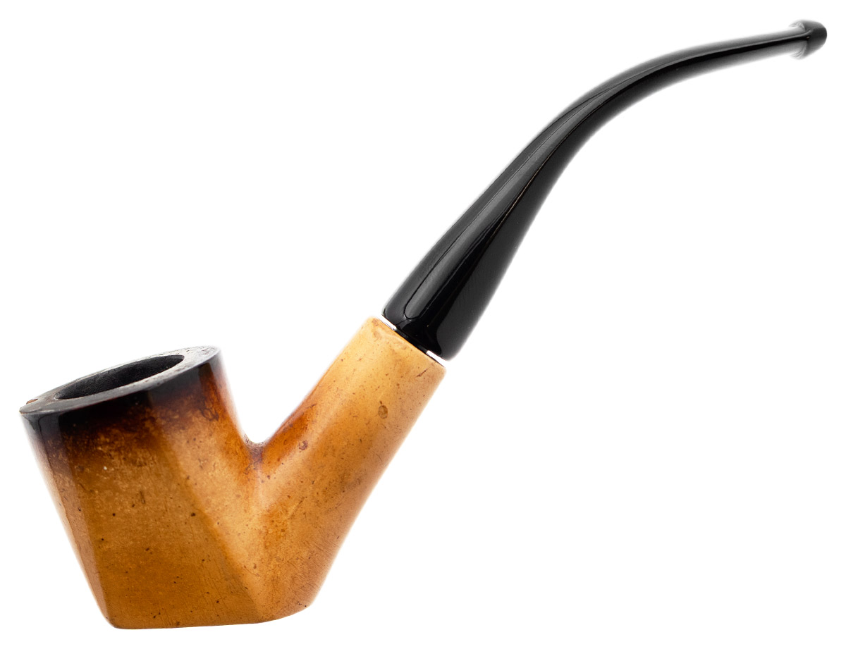 Turkish Estates Genuine Block Meerschaum Smooth Paneled Bent Dublin Sitter (15B)