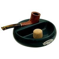Ashtrays Savinelli Ceramic 1 Pipe Round Ashtray W/ Cork Pipe Knocker Green