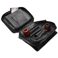 Stands & Pouches Smokingpipes Leather 4 Pipe Bag Black
