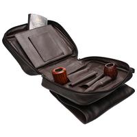 Stands & Pouches Smokingpipes Leather 4 Pipe Bag Dark Brown