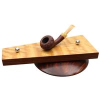 Pipe Accessories Scott Tinker Curly and Quartered Movingui, Quartered Pau Ferro, Quartered Honduran Mahogany with Turned Rosewood Base 3 Pipe Stand