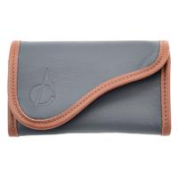 Stands & Pouches Claudio Albieri Italian Leather Double Roll Up Tobacco Pouch Dark Blue/Chestnut