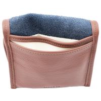 Stands & Pouches Claudio Albieri Italian Leather Double Roll Up Tobacco Pouch Dark Blue/Chestnut