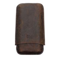 Cigar Accessories 3 Cigar Sliding Leather Case Black/Brown for Robusto, Corona and Lonsdale