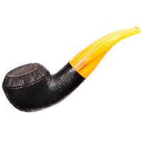 BriarWorks Classic Dark Rusticated with Amber Stem (C111)