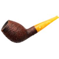 Moonshine Leather Sandblasted Deviled Egg with Amber Stem