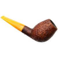 Moonshine Leather Sandblasted Deviled Egg with Amber Stem