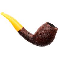 Moonshine Leather Sandblasted Bent Egg with Amber Stem