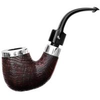 Peterson House Pipe Sandblasted Silver Cap Bent P-Lip