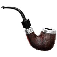 Peterson House Pipe Sandblasted Silver Cap Bent P-Lip
