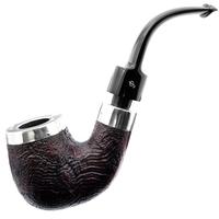 Peterson House Pipe Sandblasted Silver Cap Bent P-Lip