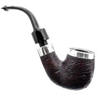 Peterson House Pipe Sandblasted Silver Cap Bent P-Lip