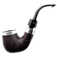 Peterson House Pipe Sandblasted Silver Cap Bent P-Lip (9mm)