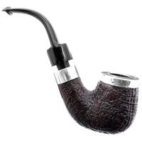 Peterson House Pipe Sandblasted Silver Cap Bent P-Lip (9mm)