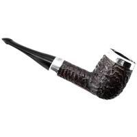 Peterson House Pipe Rusticated Silver Cap Bent P-Lip (9mm)