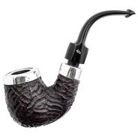 Peterson House Pipe Rusticated Silver Cap Bent P-Lip (9mm)