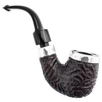 Peterson House Pipe Rusticated Silver Cap Bent P-Lip (9mm)