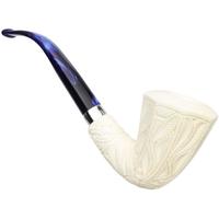 AKB Meerschaum Carved Floral Paneled Bent Dublin with Silver (with Case)