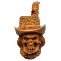 AKB Meerschaum Carved Skull in Hat (Ali) (with Case)
