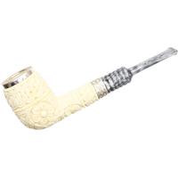 AKB Meerschaum Carved Floral Billiard with Silver (with Case)
