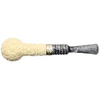 AKB Meerschaum Carved Floral Billiard with Silver (with Case)