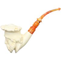 AKB Meerschaum Carved Bearded Man in Hat (with Case)