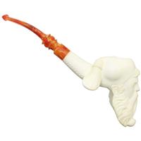 AKB Meerschaum Carved Bearded Man Smoking Pipe (with Case)