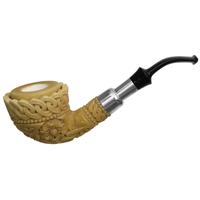 AKB Meerschaum Carved Floral Bent Dublin with Silver (Tekin) (with Case)