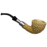 AKB Meerschaum Carved Floral Bent Dublin with Silver (Tekin) (with Case)