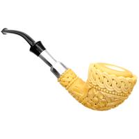 AKB Meerschaum Carved Floral Bent Dublin with Silver (Tekin) (with Case)