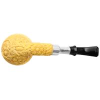 AKB Meerschaum Carved Floral Bent Dublin with Silver (Tekin) (with Case)