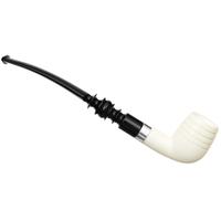 IMP Meerschaum Smooth Bent Billiard with Silver (with Case and Churchwarden Stem)