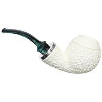 IMP Meerschaum Partially Rusticated Reverse Calabash Bent Apple with Silver (with Pocket Case)