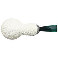 IMP Meerschaum Partially Rusticated Reverse Calabash Bent Apple with Silver (with Pocket Case)
