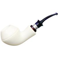 IMP Meerschaum Spot Carved Rhodesian with Silver (with Case and Churchwarden Stem)