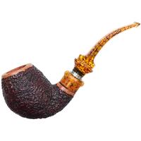Ser Jacopo Delecta Rusticated Bent Egg Sitter with Silver (R1) (C) (Amber) (9mm)