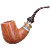 Ser Jacopo Pulchra Smooth Bent Billiard with Silver and Horn (L2) (C) (9mm)