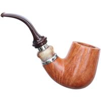 Ser Jacopo Pulchra Smooth Bent Billiard with Silver and Horn (L2) (C) (9mm)