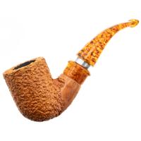 Ser Jacopo Spongia Delecta Rusticated Bent Billiard with Silver (R2) (C) (9mm)