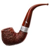 Irish Seconds Sandblasted Bent Billiard with Silver Band Fishtail (2)