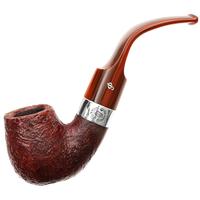 Irish Seconds Sandblasted Bent Billiard with Silver Band Fishtail (2) (9mm)